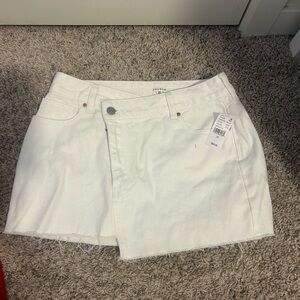 White Asymmetrical Jean Skirt